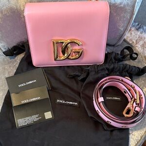 Dolce & Gabbana Pink Crossbody with Gold Logo